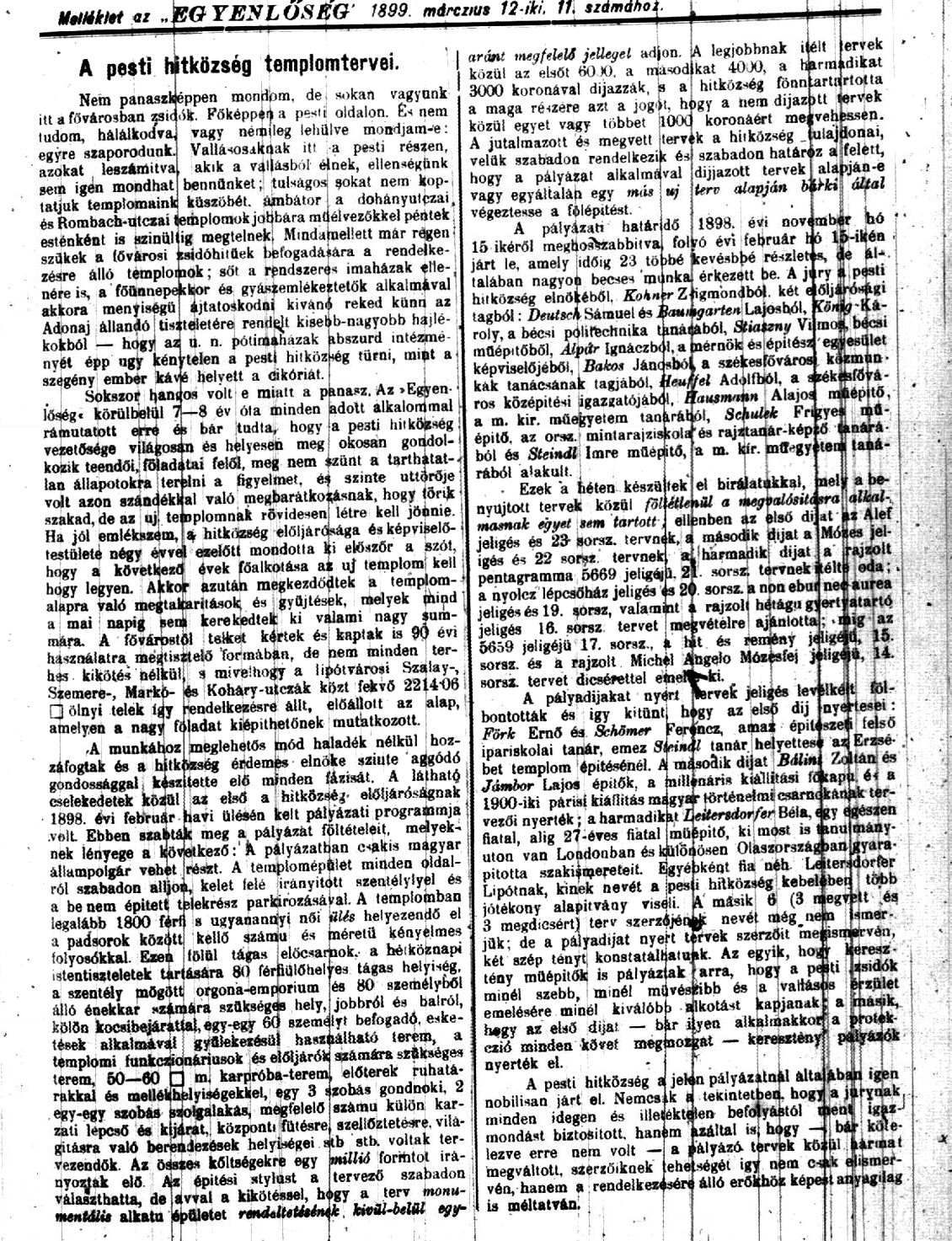 005_Egyenlőség, 1899. III. 12. Mell. 1. p. 
