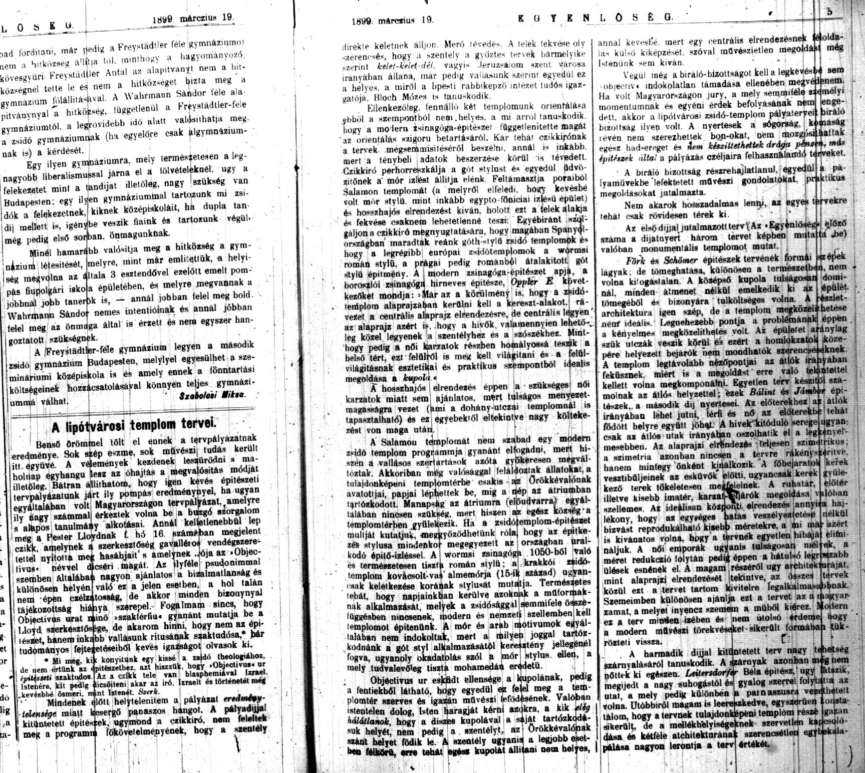 031_Egyenlőség, 1899. III. 19. 5. p.