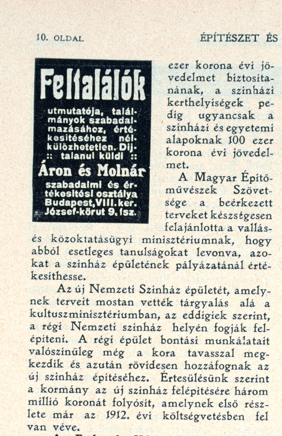06_Építészet és Iparművészet, 1911/10. 10. p.