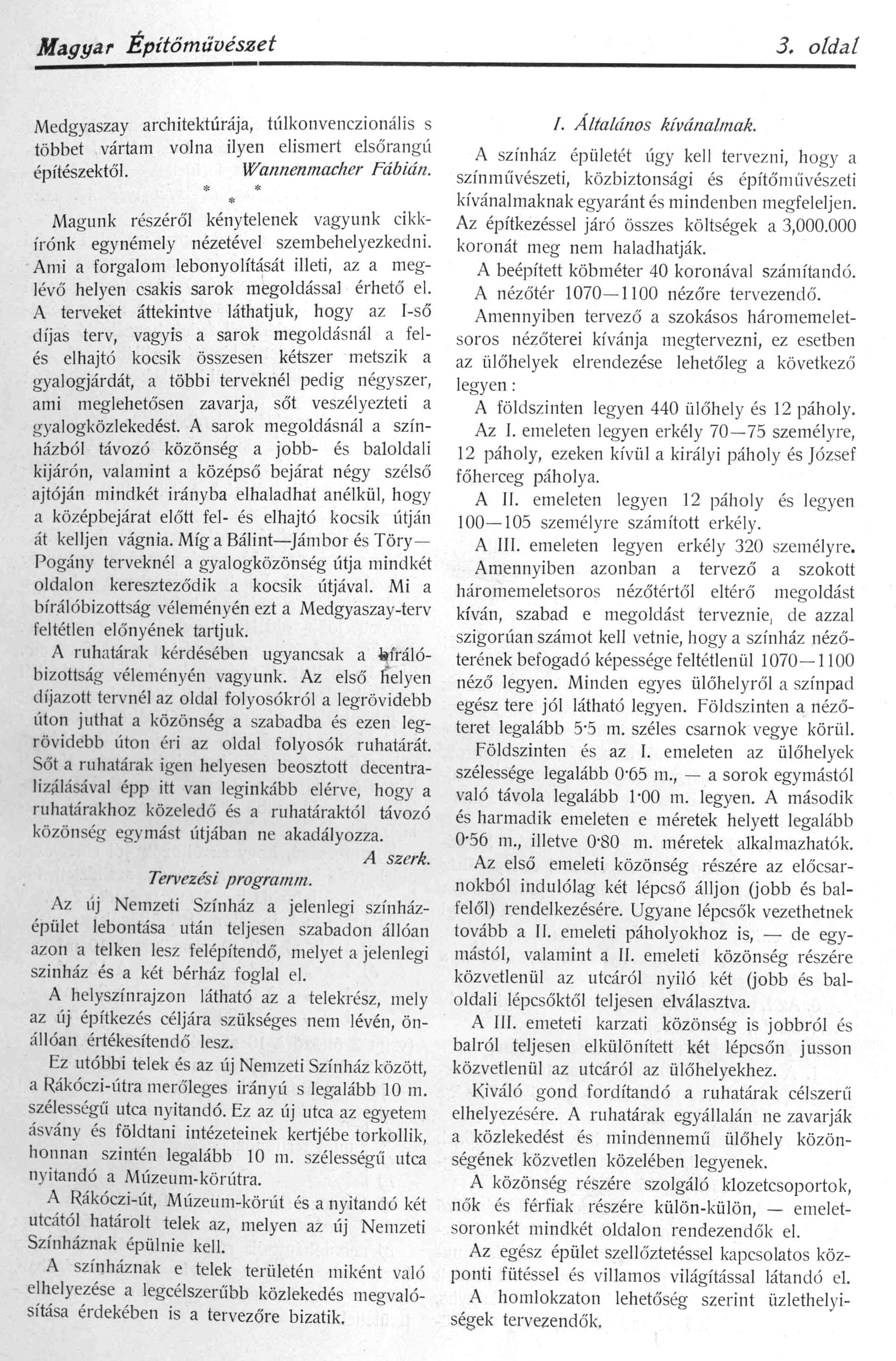101_Magyar Építőművészet, 1913. 1. sz. 3. p.